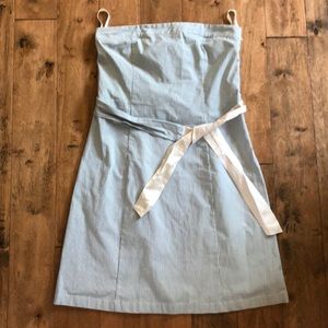 Strapless seersucker dress